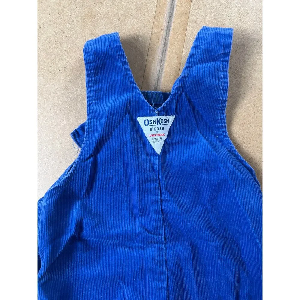 VTG Osh Kosh B' Gosh Dark Wash Denim Footed Vestback Overalls 6/9 Months USA!